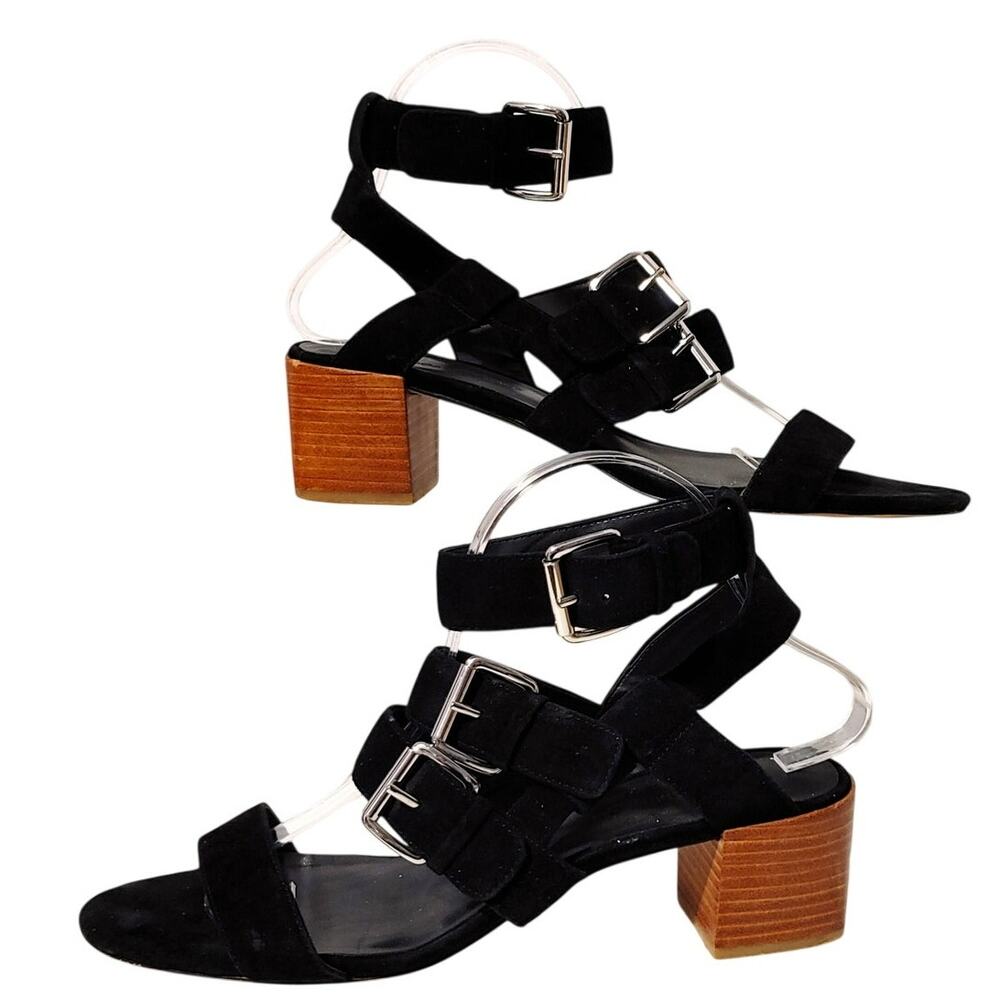 Rebecca Minkoff Ilana Womens Strappy Sandals Black Suede Block Heels Size 9.5M